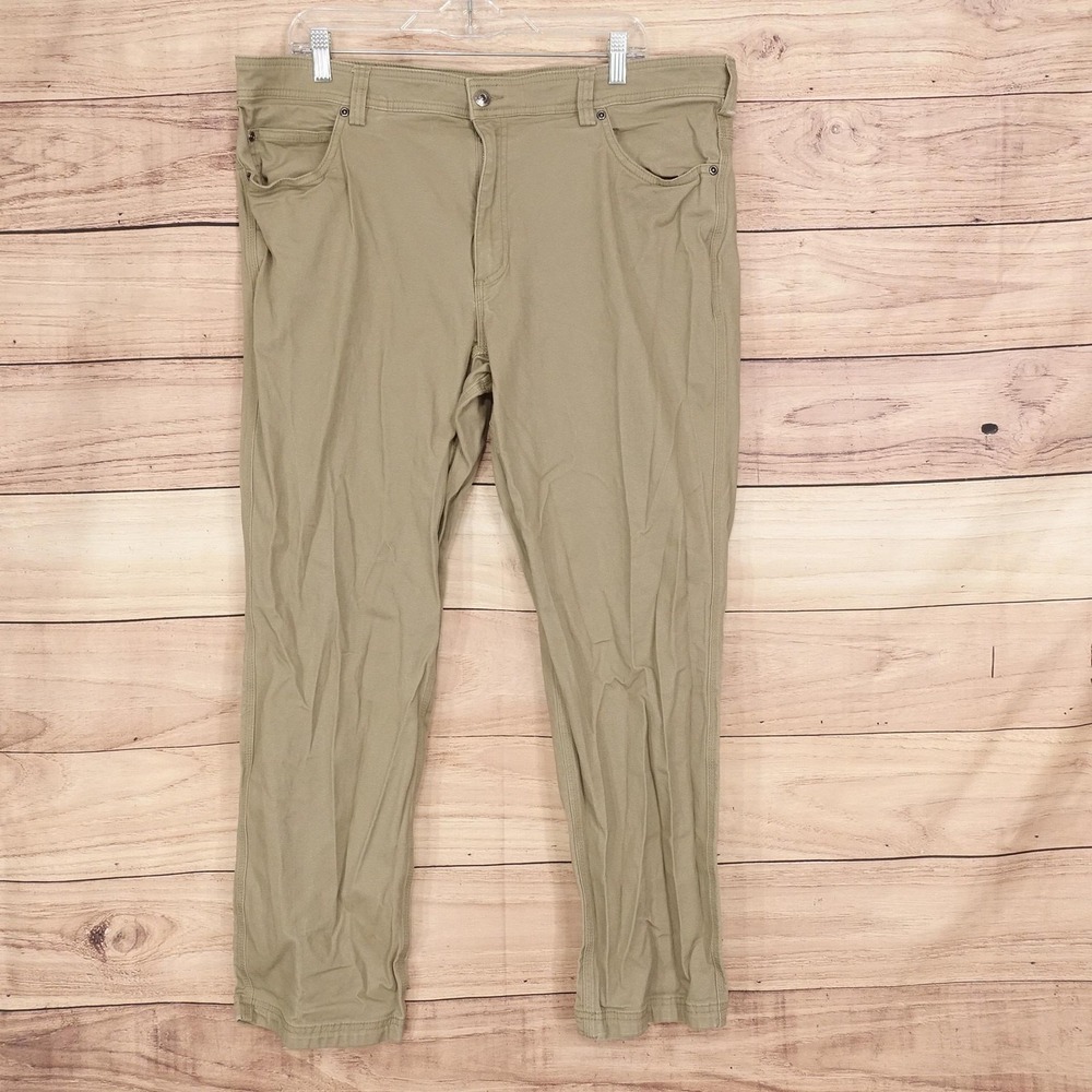 Duluth Trading Co Flex Fire Hose Pants Mens 40x30 Beige Slim Fit Canvas Workwear